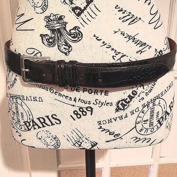 Polo by Ralph Lauren Black Crocodile Leather Belt. Size 34. Good Condition - Picture 1 of 9